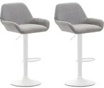 Clp - 2er Set Barhocker Braga Stoff Grau Wei&szlig;