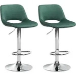 2er Set Barhocker Camden Samt Gr&uuml;n Metall In Chromoptik
