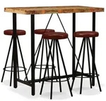 5-tlg. Bar-set Altholz Massiv Und Echtleder Vidaxl