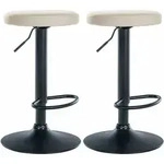 Clp - 2er Set Barhocker Ponte Kunstleder Creme Metall Matt Schwarz