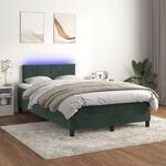 Boxspringbett Mit Matratze & Led Dunkelgr&uuml;n 120x200 Cm Samt Vidaxl