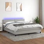 Boxspringbett Mit Matratze & Led Hellgrau 180x200 Cm Stoff Vidaxl