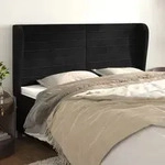 Kopfteil Mit Ohren Schwarz 203x23x118/128 Cm Samt Vidaxl