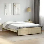 Bettgestell Sonoma-eiche 140x200 Cm Holzwerkstoff Und Metall Vidaxl