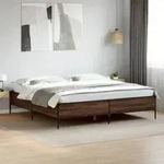 Bettgestell Braun Eichen-optik 200x200 Cm Holzwerkstoff Metall Vidaxl