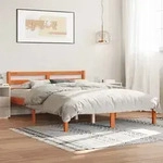 Massivholzbett Ohne Matratze Wachsbraun 140x190 Cm Kiefernholz Vidaxl