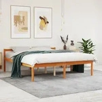 Seniorenbett Wachsbraun 150x200 Cm Massivholz Kiefer Vidaxl