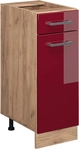 K&uuml;chenunterschrank R-line, Bordeaux Hochglanz, 30 Cm Ohne Arbeitsplatte, Vicco