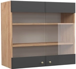 Vicco - K&uuml;chenglasschrank Fame-line, Anthrazit-gold, 80 Cm