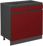 Vicco - K&uuml;chenunterschrank R-line, Rot, 80 Cm J-shape, Ohne Arbeitsplatte