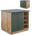 Vicco - K&uuml;cheninsel Fame-line, Gr&uuml;n-gold Landhaus/goldkraft Eiche, 90 Cm Ohne