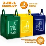 Tresko - 3er Set Recycling M&uuml;ll Sortiertaschen M&uuml;lltrennsystem Abfalltrennsystem
