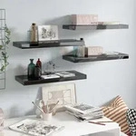 Schweberegale 4 Stk. Hochglanz-schwarz 60x23,5x3,8 Cm Mdf Vidaxl