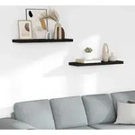 Schweberegale 2 Stk. Schwarz 80x23,5x3,8 Cm Mdf Vidaxl