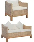 Vidaxl 2-teiliges Sofaset Mit Kissen Naturrattan
