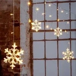 Led Schneeflocken Lichtervorhang Mit Timer Batterie Betrieben - 210 Cm -...