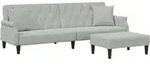 Schlafsofa 2-sitzer Mit Kissen Und Fu&szlig;hocker Hellgrau Samt Vidaxl