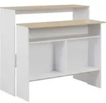 Bartisch Mit 2 Tischplatten Wei&szlig; Und Eichefarben 130x40x120 Cm - Vidaxl