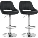 2er Set Barhocker Milet Kunstleder Schwarz Metall In Chromoptik