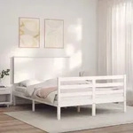 Massivholzbett Mit Kopfteil Wei&szlig; 120x200 Cm Vidaxl