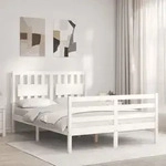 Massivholzbett,schlafzimmerbett Mit Kopfteil Wei&szlig; 140x190 Cm Vidaxl 196188