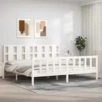 Massivholzbett Mit Kopfteil Wei&szlig; 180x200 Cm Vidaxl