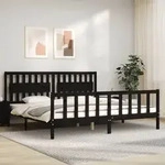 Massivholzbett Mit Kopfteil Schwarz 200x200 Cm Vidaxl