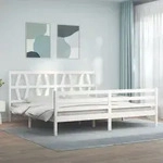 Massivholzbett Mit Kopfteil Wei&szlig; 200x200 Cm Vidaxl