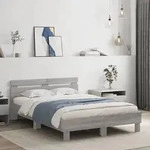 Bettgestell Mit Kopfteil Grau Sonoma 135x190 Cm Holzwerkstoff Vidaxl