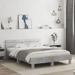 Bettgestell Mit Kopfteil Betongrau 140x190 Cm Holzwerkstoff Vidaxl
