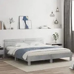 Bettgestell Mit Kopfteil Betongrau 160x200 Cm Holzwerkstoff Vidaxl