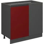 Eckunterschrank R-line, Rot, 86 Cm J-shape, Ohne Arbeitsplatte, Vicco