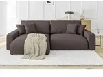 Emma - Ecksofa Mit Schlaffunktion Und Bettkasten In Dunkelbraun Cord-stoff Sch&ouml;ner