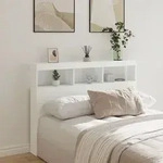 Led-kopfteil Mit Ablagen Wei&szlig; 140x17x102 Cm Vidaxl