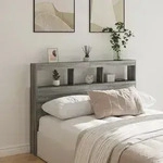 Led-kopfteil Mit Ablage Grau Sonoma 140x17x102 Cm Vidaxl