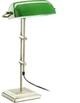 Bankerlampe Gr&uuml;n, Tischlampe Glas, Dekolampe Retro, Tischlampe Messing Optik, Hxbxt: