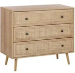 Kommode Heller Holzfarbton Rattan Faserplatte Holzbeine 79 X 90 X 40 Cm Modern