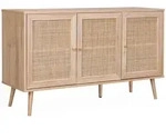 Sweeek - Sideboard Mit Holzoptik Und Rohrgeflecht 120 Cm