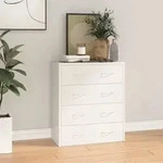 Kommode Mit 4 Schubladen 60x30,5x71 Cm Hochglanz-wei&szlig; Vidaxl