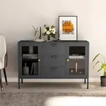 Sideboard Anthrazit 105x35x70 Cm Stahl Und Hartglas - Vidaxl