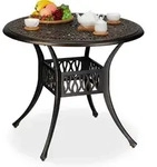 Relaxdays Gartentisch Mit Schirmloch, Antike Optik, Aluminiumguss, H X D: 75 X 90 Cm,