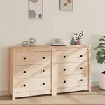 Sideboard 140x35x80 Cm Massivholz Kiefer Vidaxl