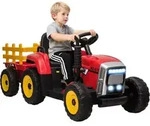 Homcom - Elektrischer Traktor Mit Anh&auml;nger, Kinder Aufsitztraktor Mit Fernbedienung,