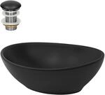 Luxebath - Ml-design Waschbecken Keramik Schwarz Matt 41x33,5x14,5cm Oval Inkl.