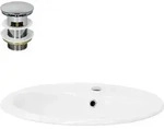 Luxebath - Ml-design Waschbecken Keramik Wei&szlig; Gl&auml;nzend 57x19,5x48,5cm Oval Inkl