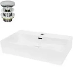 Ecd Germany Waschbecken Waschtisch 605x365x130 Mm Keramik Eckig Wei&szlig; Inkl.