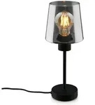 Tischleuchte, Schwarz, Rauchglas, 1xe27/max.10w