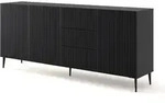 Kommode Ravenna B 200 Cm 3d3s Gefr&auml;stes Schwarz Matt + F&uuml;&szlig;e