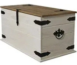 Sam Outillage - Truhen-couchtisch 92 X 50 Cm Pinienholz Wei&szlig; Honigfarben Lasiert
