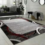 Paco Home - Wohnzimmer Teppich Bord&uuml;re Kurzflor Meliert Modern Hochwertig Grau